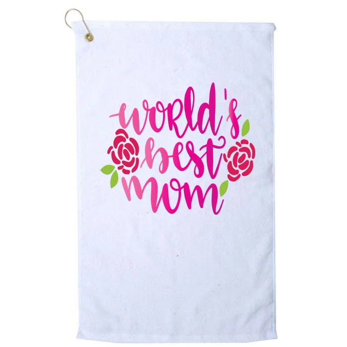 Worlds Best Mom Flower Platinum Collection Golf Towel