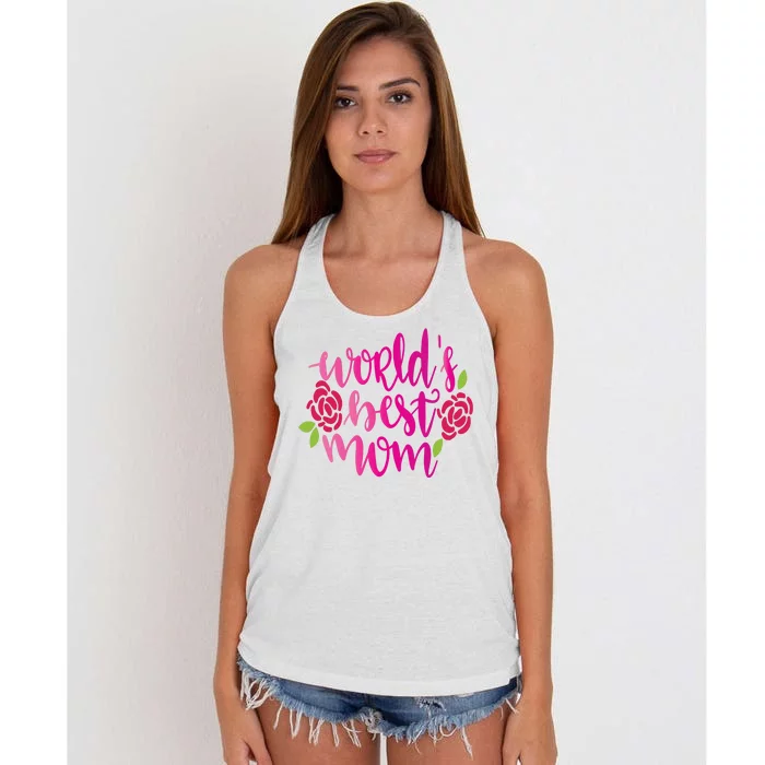 Worlds Best Mom Flower Women's Knotted Racerback Tank