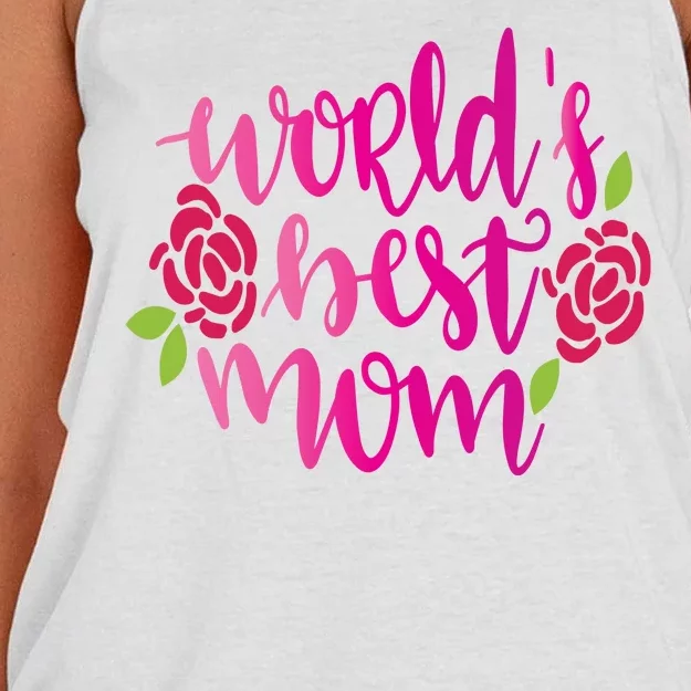 Worlds Best Mom Flower Women's Knotted Racerback Tank