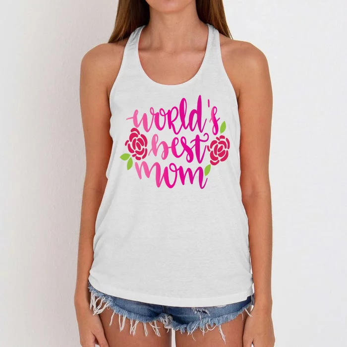 Worlds Best Mom Flower Women's Knotted Racerback Tank