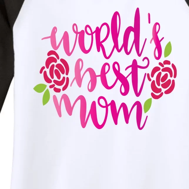 Worlds Best Mom Flower Women's Tri-Blend 3/4-Sleeve Raglan Shirt