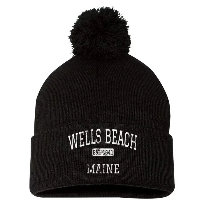 Wells Beach Maine Me Vintage Pom Pom 12in Knit Beanie