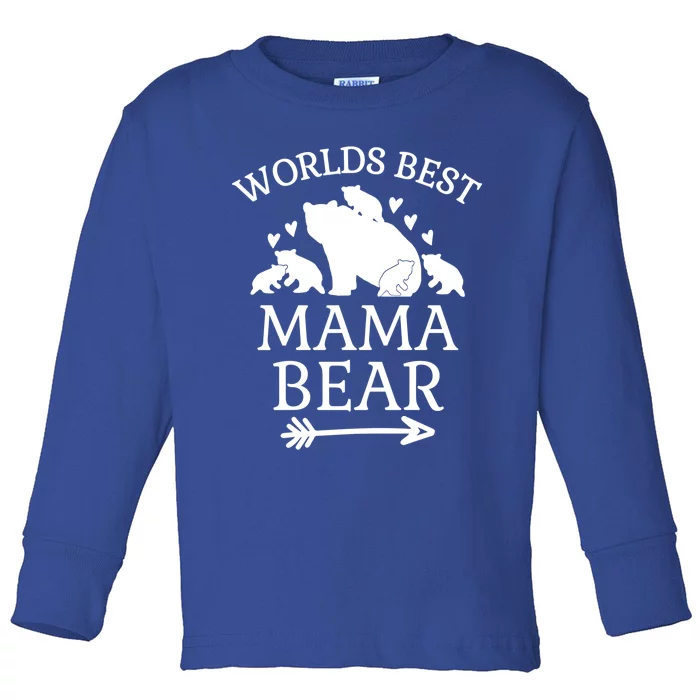 Worlds Best Mama Bear 5 Cubs Mothers Day Gift For Mom Gift Toddler Long Sleeve Shirt