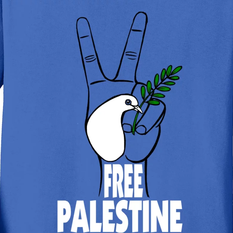 West Bank Middle East Peace Dove Olive Branch Free Palestine Cool Gift Kids Long Sleeve Shirt