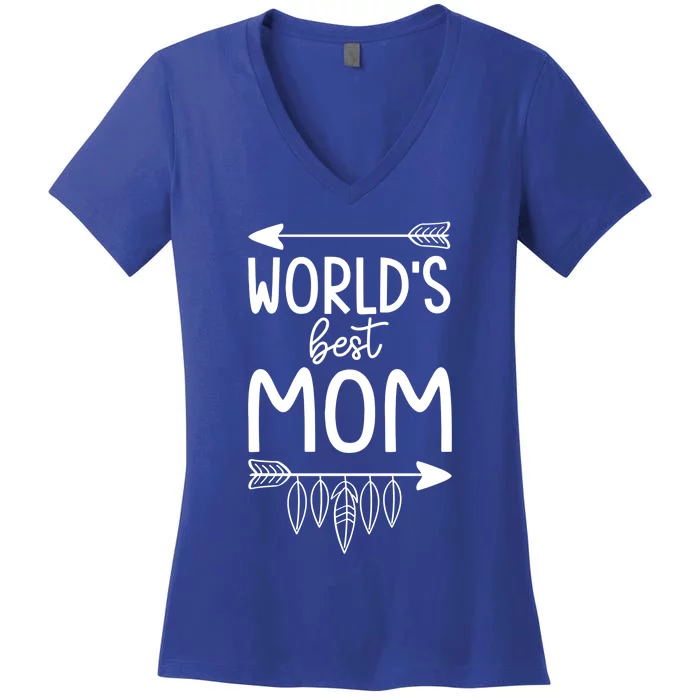 Worlds Best Mom Mama Mothers Boho Style Gift Women's V-Neck T-Shirt