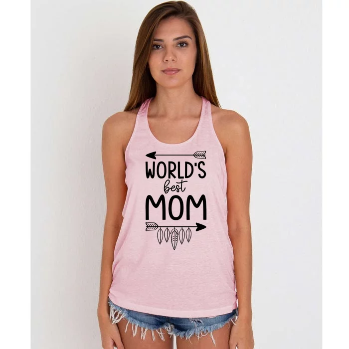 Worlds Best Mom Mama Mothers Boho Style Gift Women's Knotted Racerback Tank