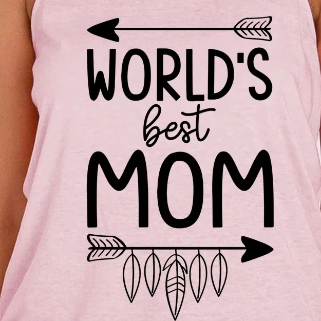 Worlds Best Mom Mama Mothers Boho Style Gift Women's Knotted Racerback Tank