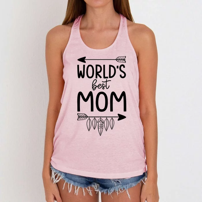 Worlds Best Mom Mama Mothers Boho Style Gift Women's Knotted Racerback Tank