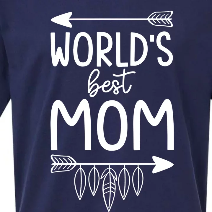 Worlds Best Mom Mama Mothers Boho Style Gift Sueded Cloud Jersey T-Shirt