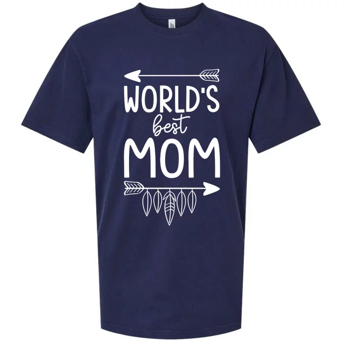 Worlds Best Mom Mama Mothers Boho Style Gift Sueded Cloud Jersey T-Shirt