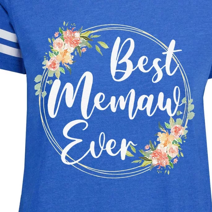 Womens Best Memaw Ever Mother's Day Memaw Gift Happy Mothers Day Enza Ladies Jersey Football T-Shirt