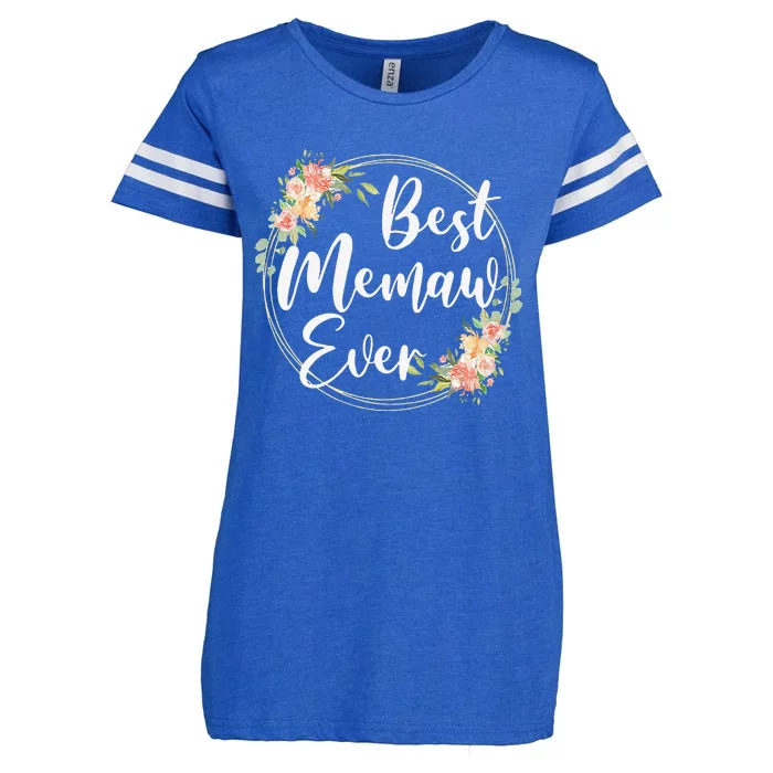 Womens Best Memaw Ever Mother's Day Memaw Gift Happy Mothers Day Enza Ladies Jersey Football T-Shirt