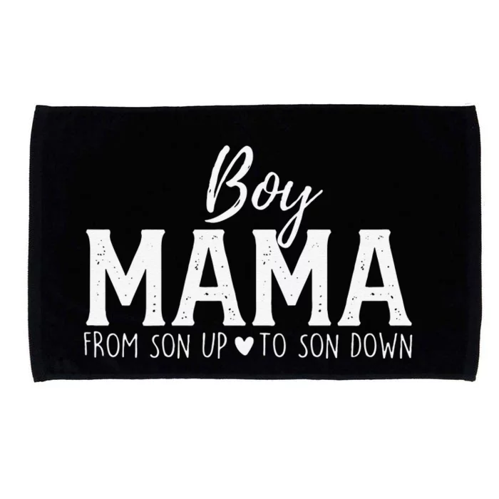 Women Boy Mama From Son Upto Son Down Funny MotherS Day Fun Mom Microfiber Hand Towel