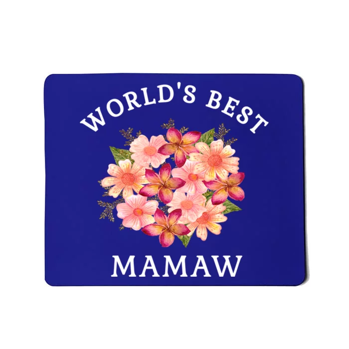 Worlds Best Mamaw Pink Peach Flower Grandma Gift Mousepad