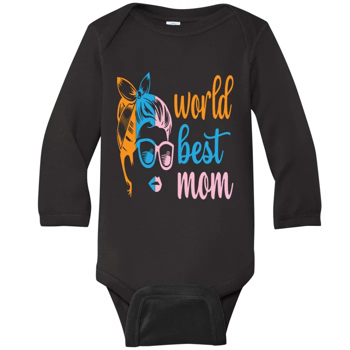 World Best Mom Baby Long Sleeve Bodysuit