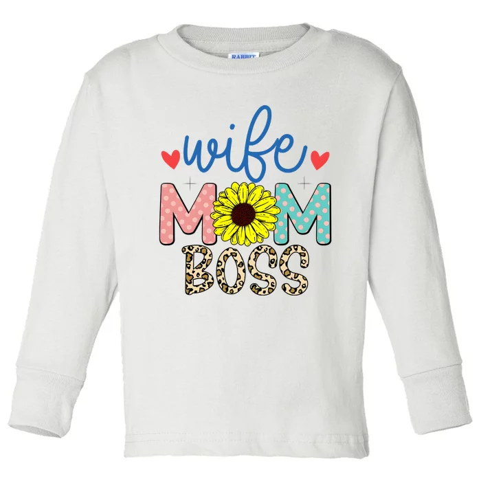 Wife Boss Mom Funny Matching Family Toddler Long Sleeve Shirt