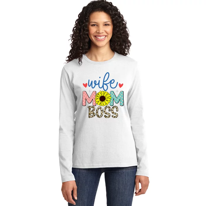 Wife Boss Mom Funny Matching Family Ladies Long Sleeve Shirt