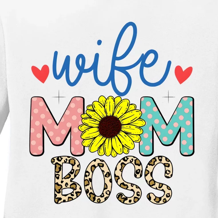 Wife Boss Mom Funny Matching Family Ladies Long Sleeve Shirt