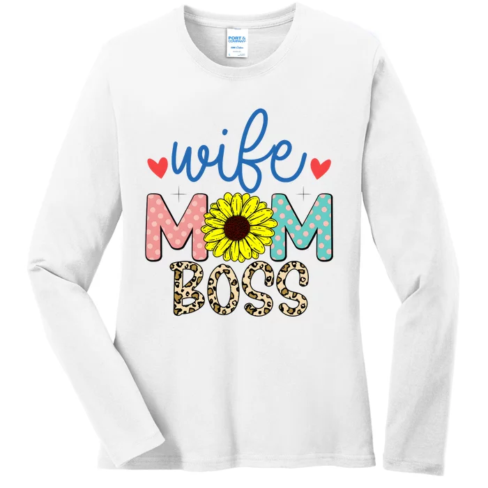 Wife Boss Mom Funny Matching Family Ladies Long Sleeve Shirt