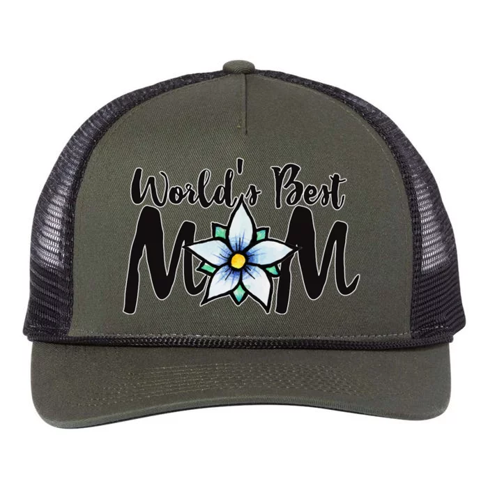 World's Best Mom Flower Retro Rope Trucker Hat Cap