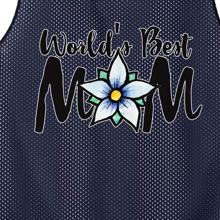 World's Best Mom Flower Mesh Reversible Basketball Jersey Tank