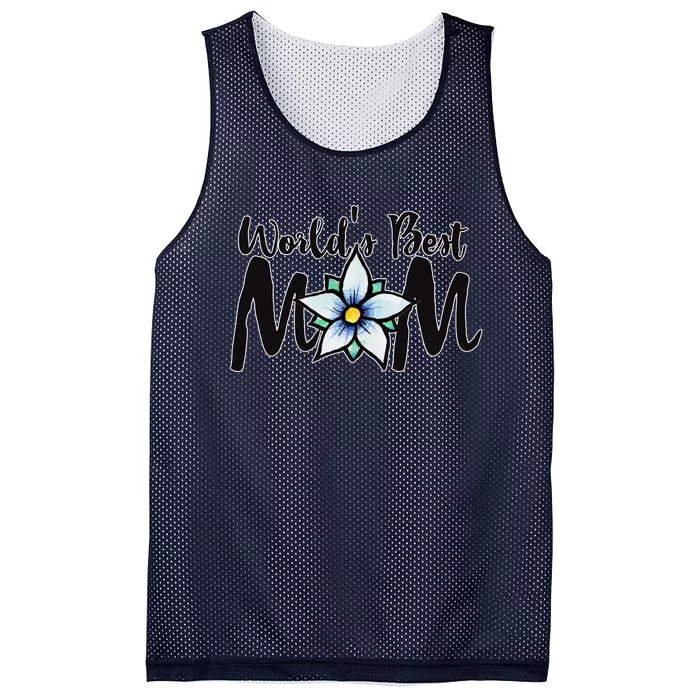 World's Best Mom Flower Mesh Reversible Basketball Jersey Tank