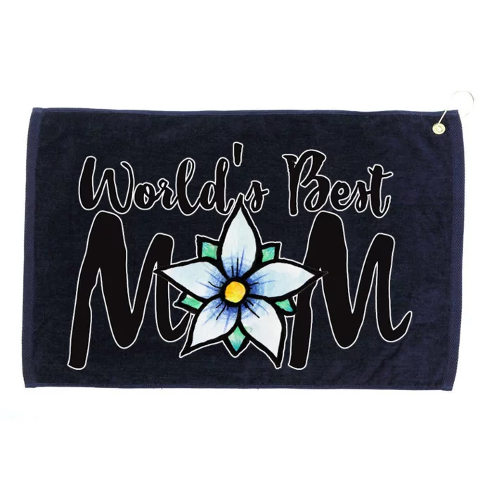 World's Best Mom Flower Grommeted Golf Towel