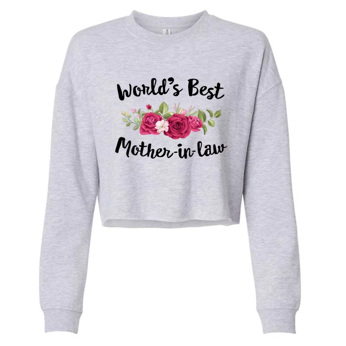 Worlds Best Mother In Law Groom Bride Ideas Weeding Party Gift Cropped Pullover Crew