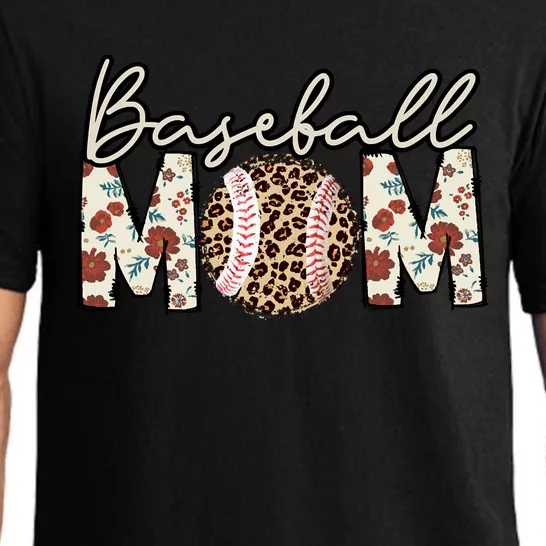 Women Baseball Mom Leopard Game Day Baseball Mothers Day Pajama Set