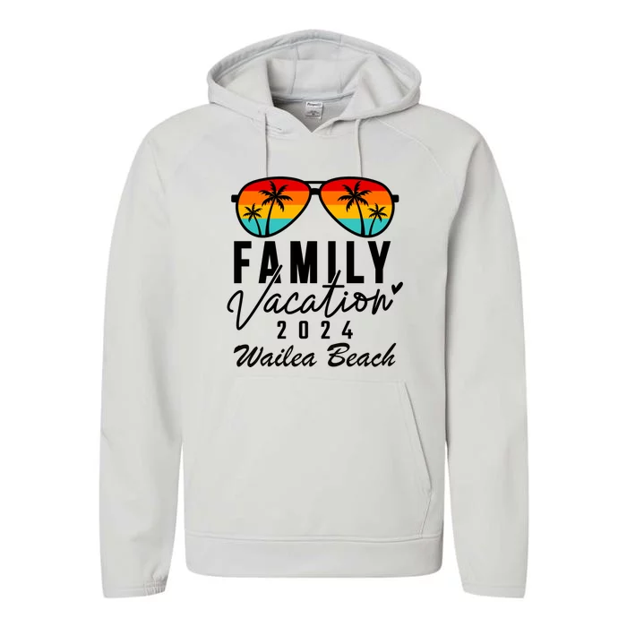 Wailea Beach Maui Hawaii Family Vacation 2024 Funny Gift Performance Fleece Hoodie