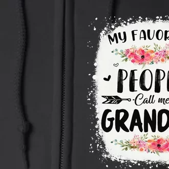 Womens Bleached My Favorite People Call Me Grandma Mother's Day Full Zip Hoodie