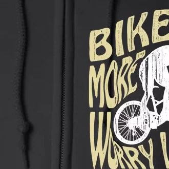 Wo Bike More Worry Less Bike Lovers Bicycle V-Neck Full Zip Hoodie