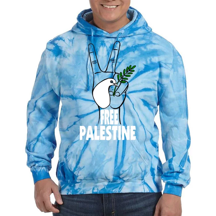 West Bank Middle East Peace Dove Olive Branch Free Palestine Tie Dye Hoodie