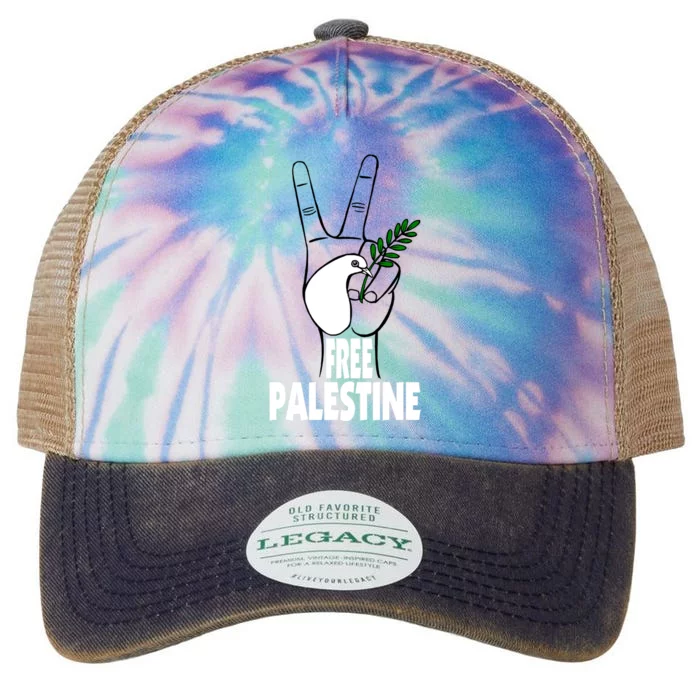 West Bank Middle East Peace Dove Olive Branch Free Palestine Legacy Tie Dye Trucker Hat