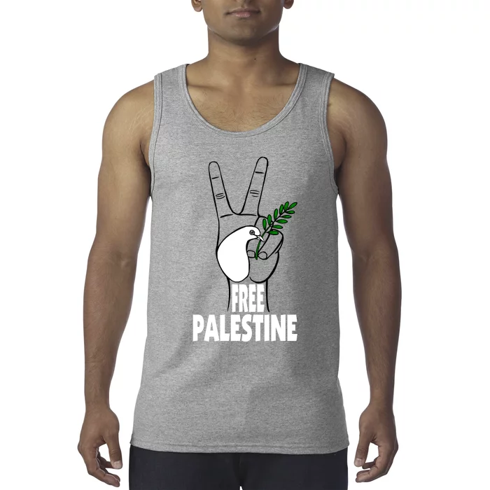 West Bank Middle East Peace Dove Olive Branch Free Palestine Tank Top