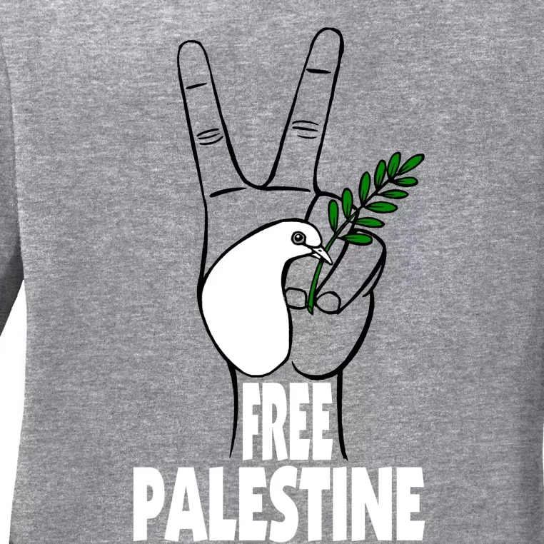 West Bank Middle East Peace Dove Olive Branch Free Palestine Ladies Long Sleeve Shirt