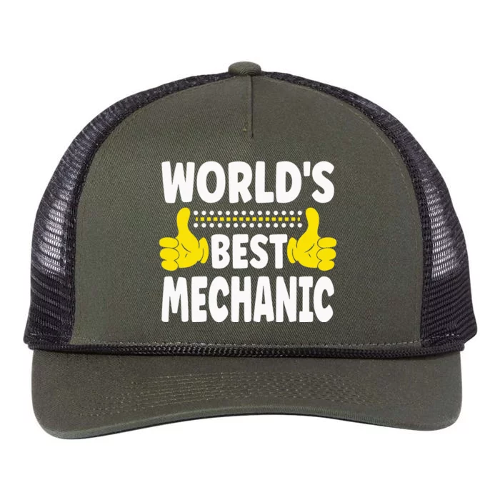 World's Best Mechanic Funny Profession Mechanic Retro Rope Trucker Hat Cap