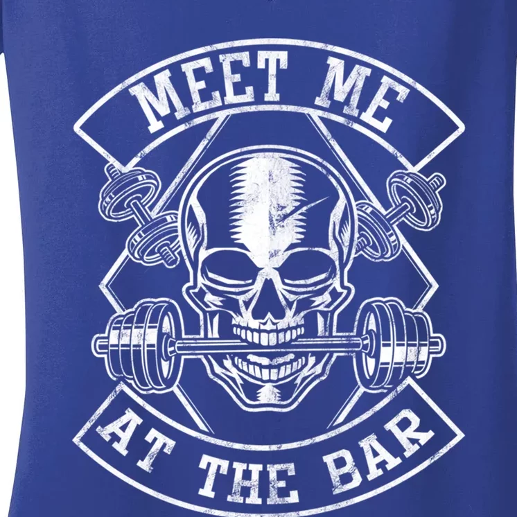 Weightlifting Bodybuilding Meet Me At The Bar Powerlifting Gift Women's V-Neck T-Shirt