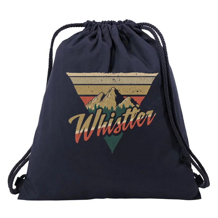 Whistler Blackcomb Mountain Illustration Vacation Souvenir Gift Drawstring Bag