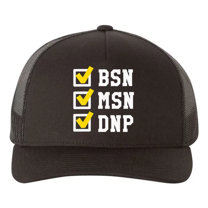 Womens BSN MSN DNP Doctorate Degree Checklist Funny Graduation Gift Yupoong Adult 5-Panel Trucker Hat