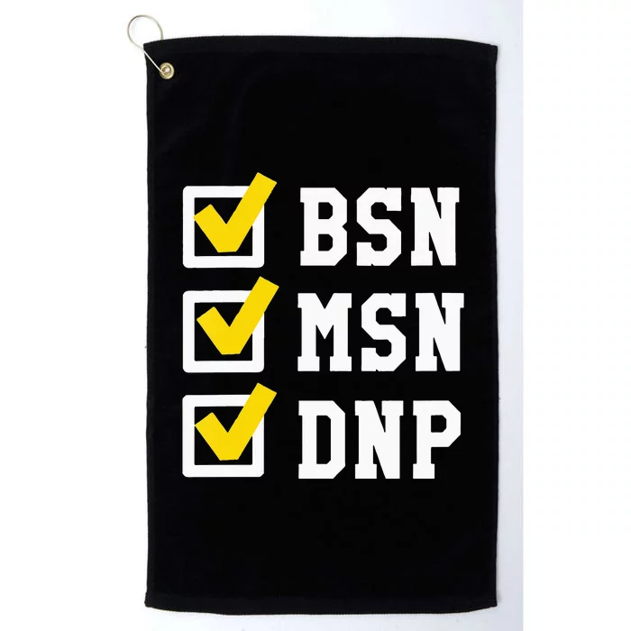 Womens BSN MSN DNP Doctorate Degree Checklist Funny Graduation Gift Platinum Collection Golf Towel