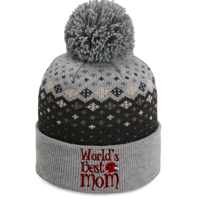 Worlds Best Mom Ladybugs The Baniff Cuffed Pom Beanie