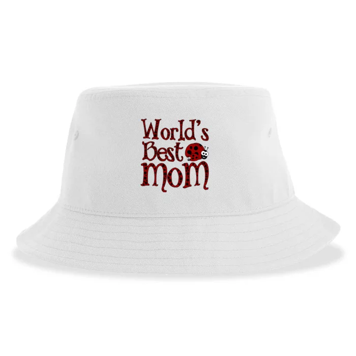 Worlds Best Mom Ladybugs Sustainable Bucket Hat