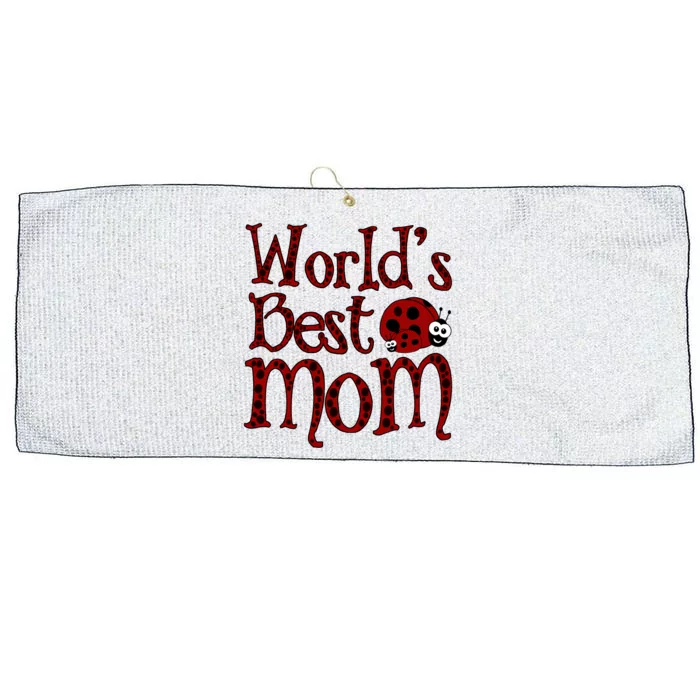 Worlds Best Mom Ladybugs Large Microfiber Waffle Golf Towel