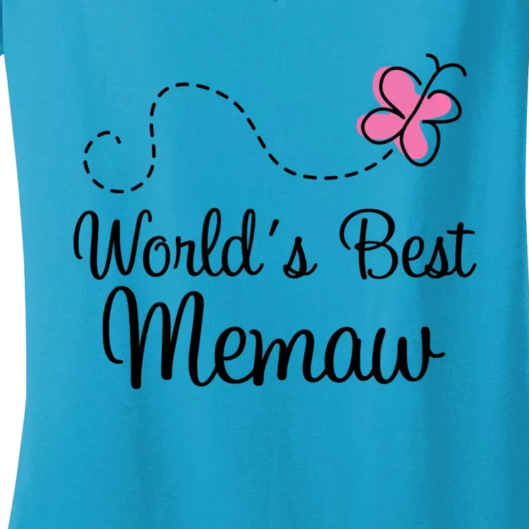 Worlds Best Memaw Grandma Gift Women's V-Neck T-Shirt