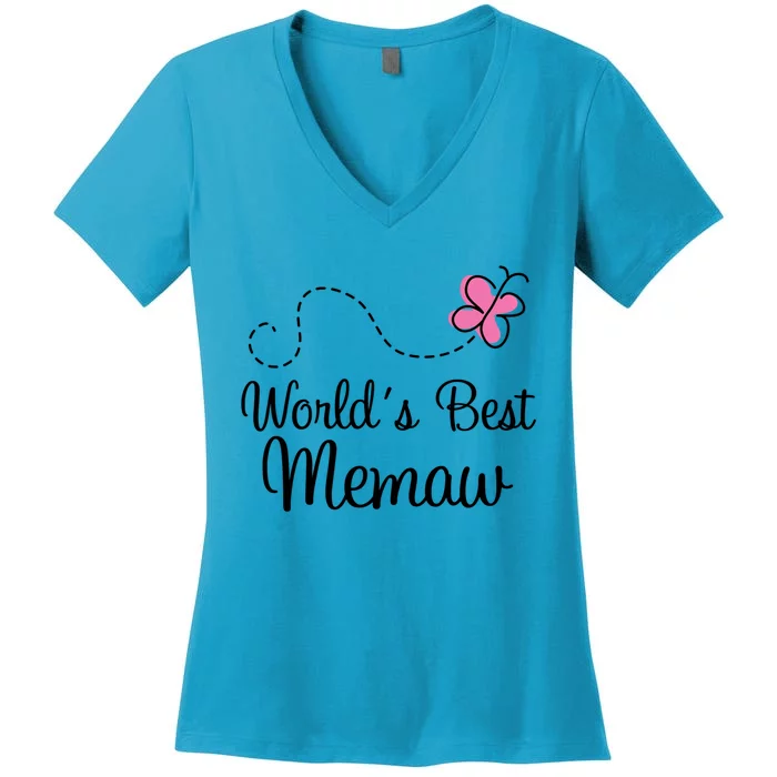 Worlds Best Memaw Grandma Gift Women's V-Neck T-Shirt