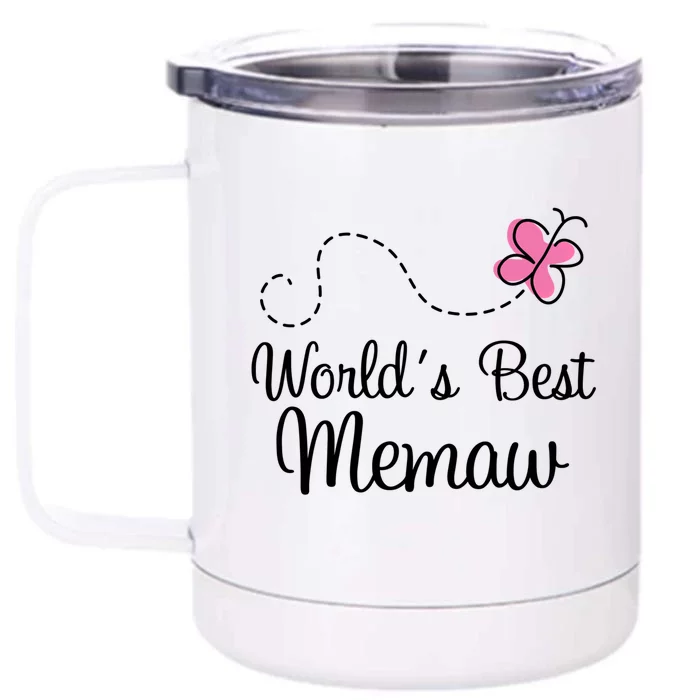 Worlds Best Memaw Grandma Gift Front & Back 12oz Stainless Steel Tumbler Cup