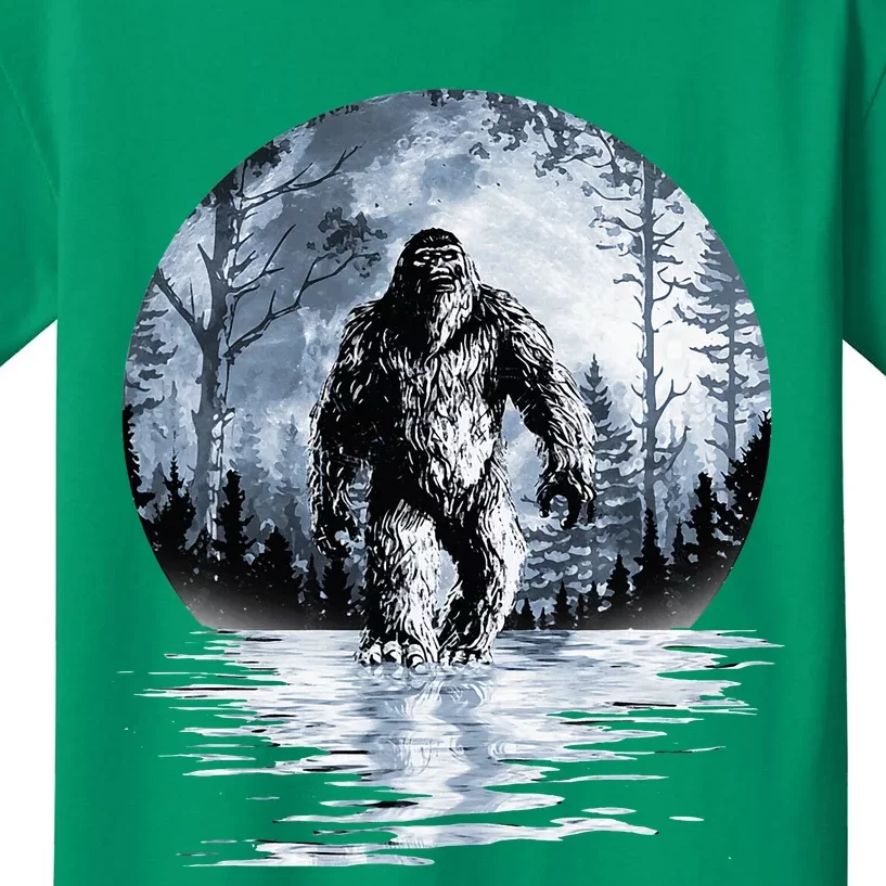 Women Bigfoot Moon Lunar Sasquatch Kids T-Shirt