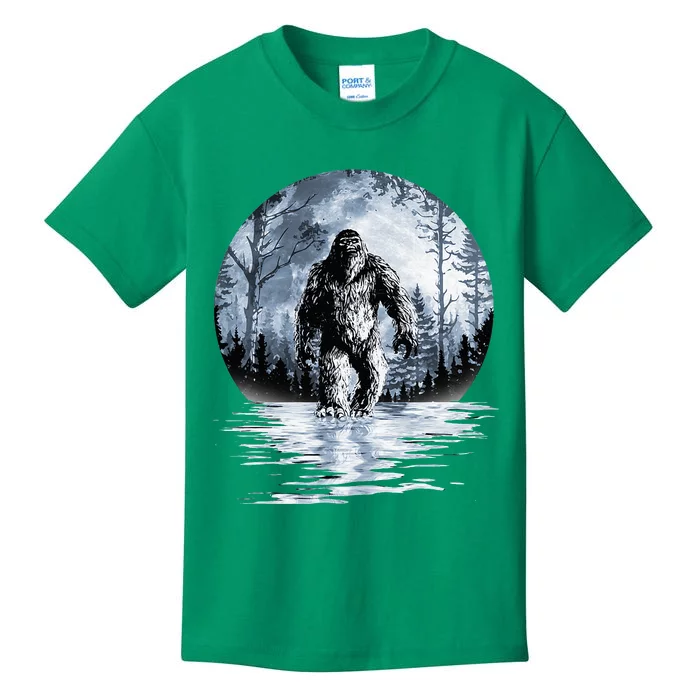 Women Bigfoot Moon Lunar Sasquatch Kids T-Shirt