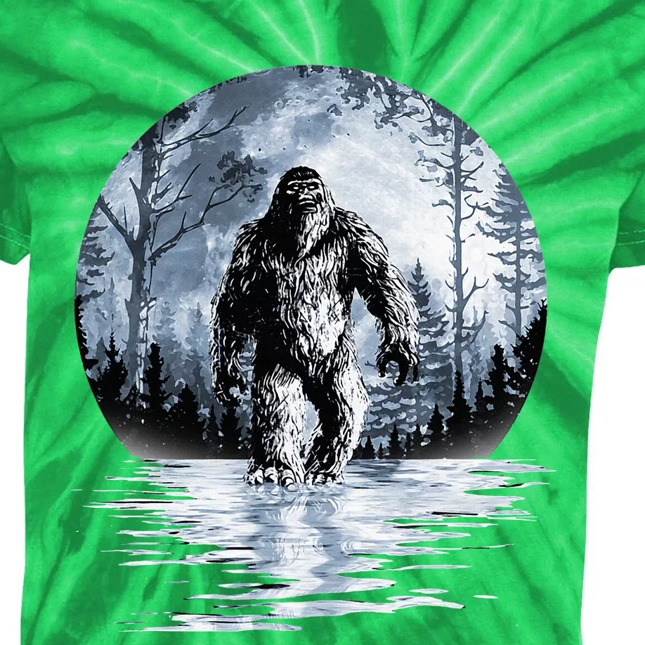 Women Bigfoot Moon Lunar Sasquatch Kids Tie-Dye T-Shirt